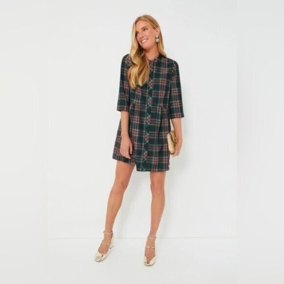Tuckernuck Dresses & Skirts - Tuckernuck | NEW Festive Plaid Tartan Royal Shirt Mini Dress Size M